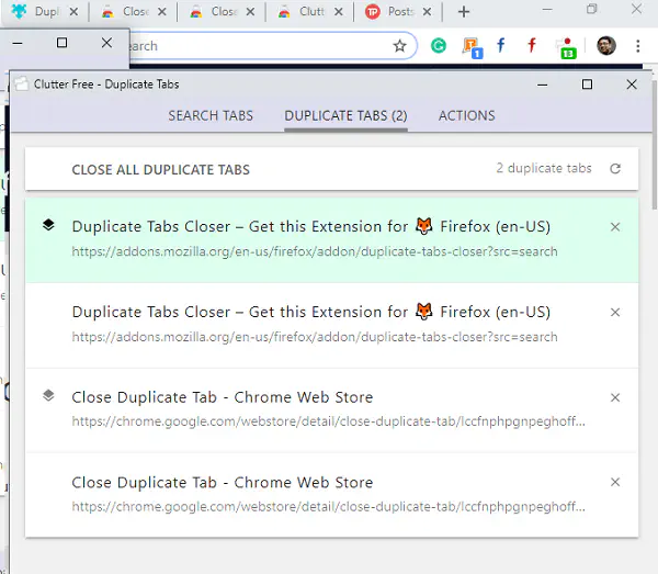 Закрытие дублирующихся вкладок в Firefox и Chrome
