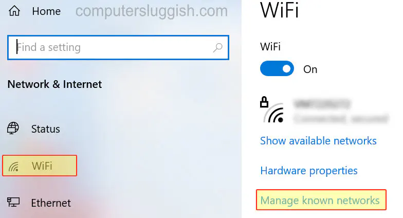 Как забыть сеть WiFi в Windows 10