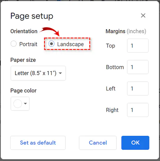 Как сделать Google Docs ландшафтным
