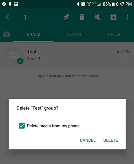 Как удалить свою группу в WhatsApp
