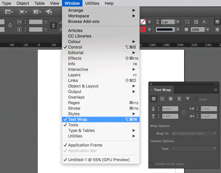 Как обернуть текст в Adobe InDesign