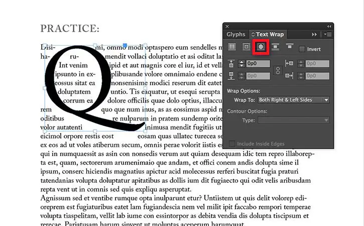 Как обернуть текст в Adobe InDesign