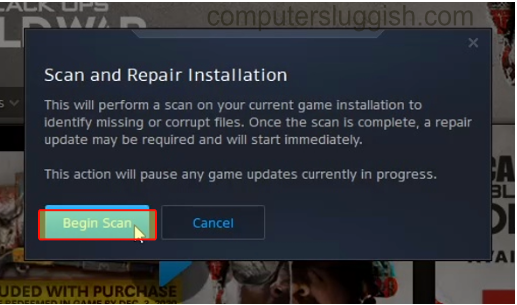 Устранение большинства проблем в Call Of Duty Black Ops Cold War на ПК с помощью Scan Repair