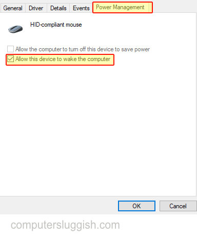 Разрешите мыши пробуждать ваш компьютер с Windows 10
