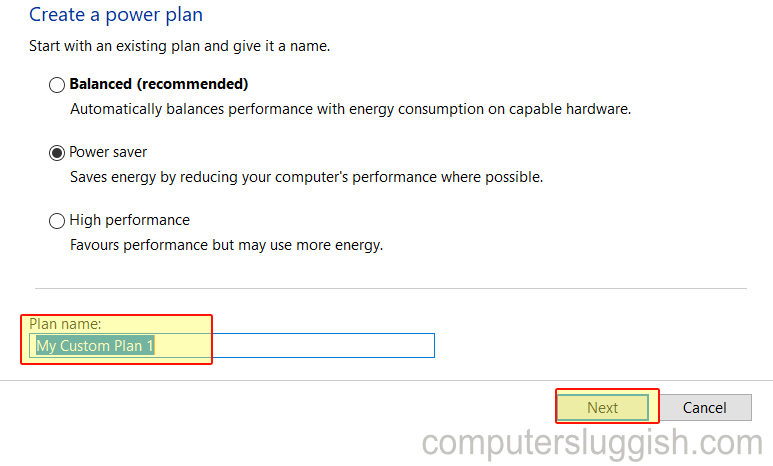 В Windows 10 есть только сбалансированный план питания