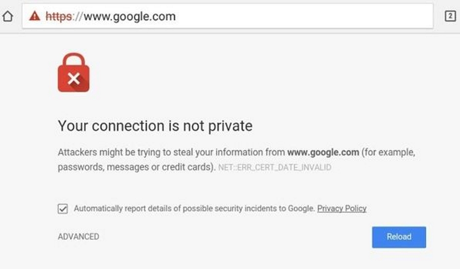Ваше соединение не является частным в Chrome Что делать