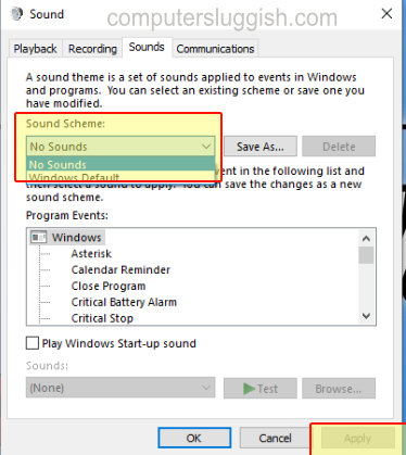 Как отключить системные звуки в Windows 10
