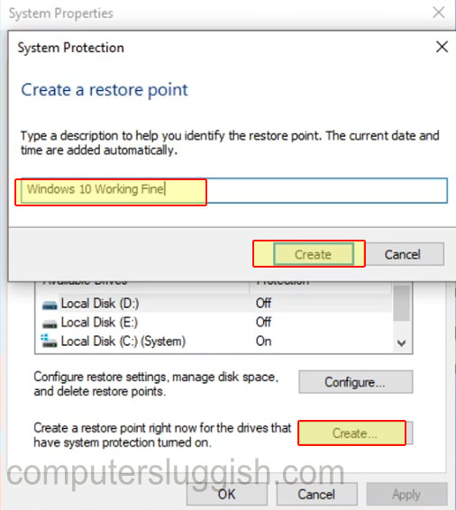 Создание точки восстановления системы в Windows 10
