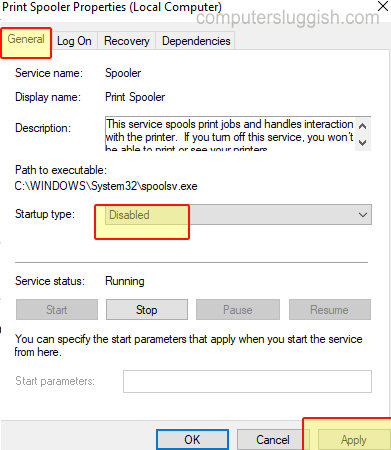 Как отключить спулер принтера в Windows 10