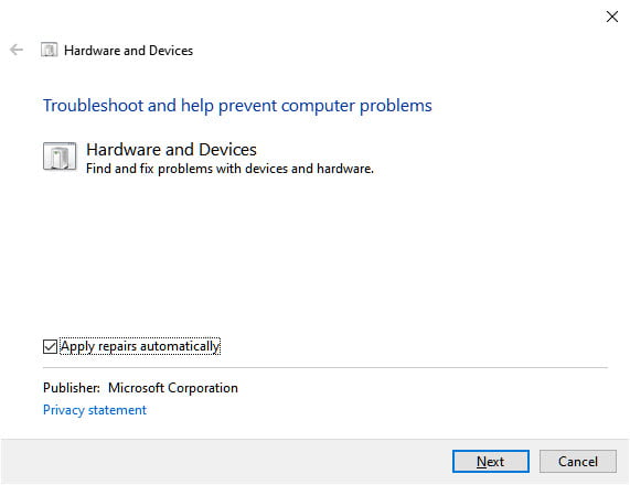 Как запустить средство устранения неполадок оборудования в Windows